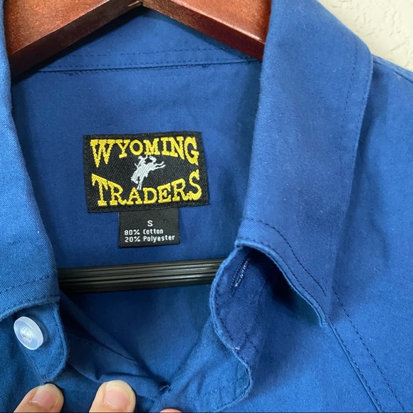 Wyoming Traders Long Sleeve Twill Western Shirt Navy Blue Size Small - Picture 4 of 8